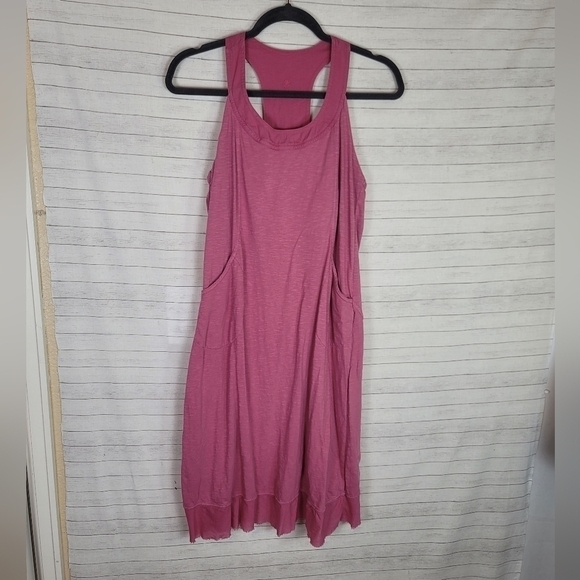 ATHLETA RACER BACK ROSE PINK 100% COTTON DRESS, SZ MEDIUM - Picture 1 of 11